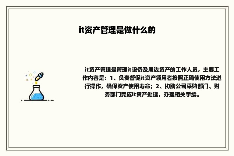 it资产管理是做什么的