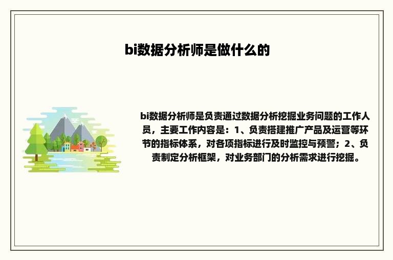 bi数据分析师是做什么的