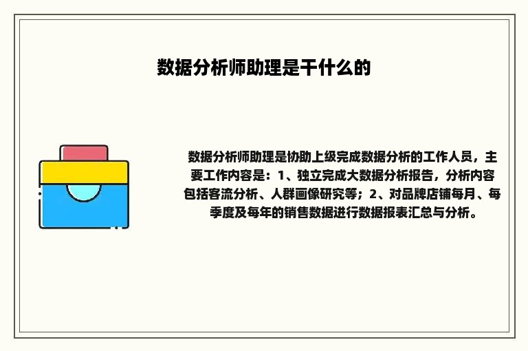 数据分析师助理是干什么的