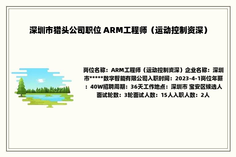 深圳市猎头公司职位 ARM工程师（运动控制资深）