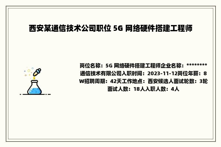 西安某通信技术公司职位 5G 网络硬件搭建工程师