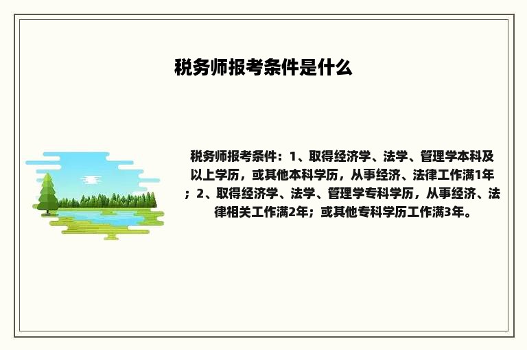 税务师报考条件是什么